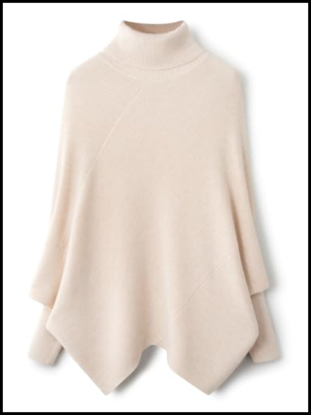 Merino Wool Oversized Turtleneck Sweater Batwing Sleeve Knit Pullover Winter